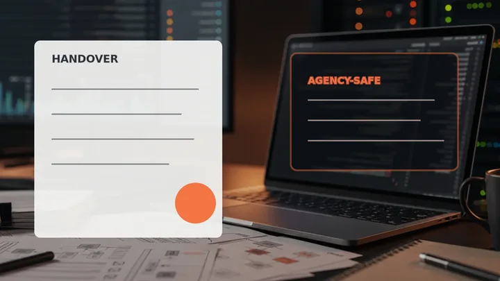 White-label agency support workflow with protected client relationship, technical notes, QA and handover artefacts.